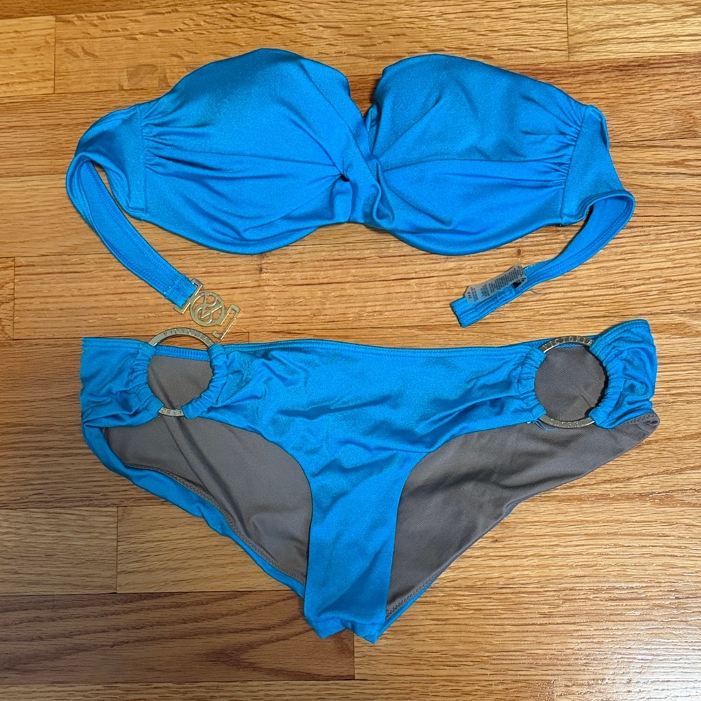 Victoria's Secret Turquoise Blue Bandeau Bikini Set